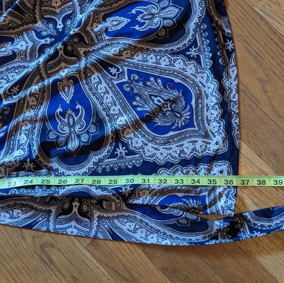 INC International Concepts Medium Blue‎ & Tan Paisley Dress w/ Waist Tie Belt - Picture 11 of 11